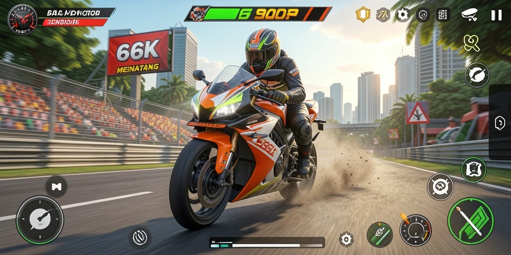 Tampilan menggembirakan dari gameplay balap motor di 66K.
