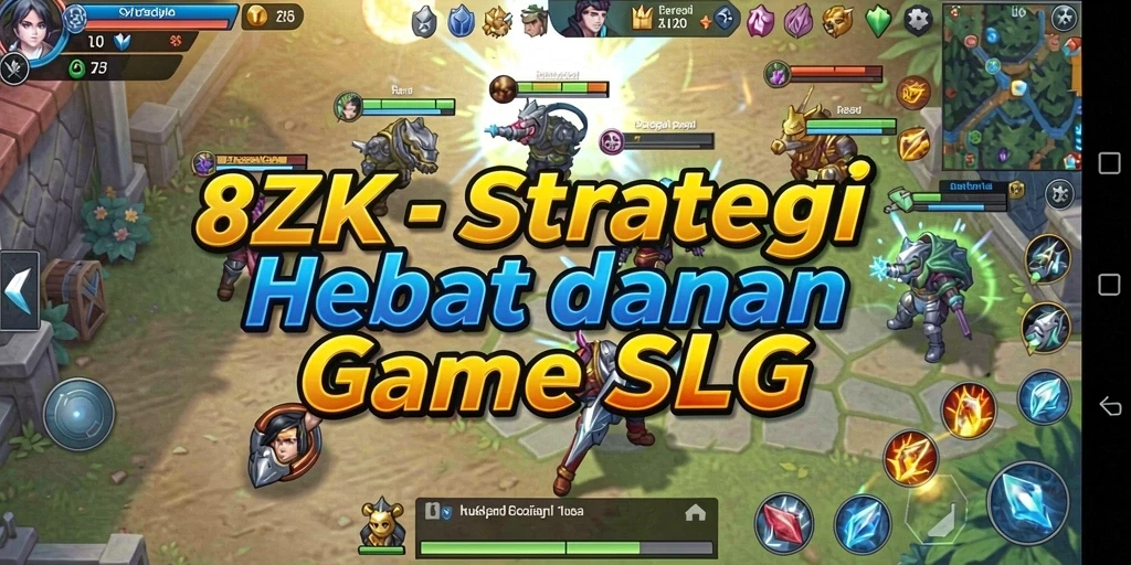 Screenshot gameplay 8ZK menampilkan pertempuran strategi yang dramatis.