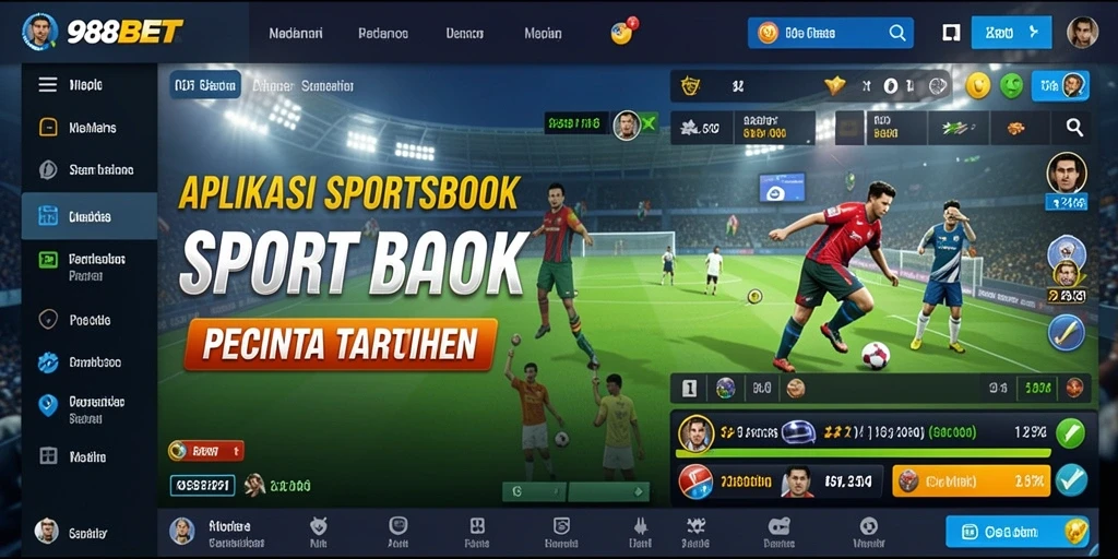 Screenshot utama 988BET menampilkan antarmuka taruhan olahraga yang modern.