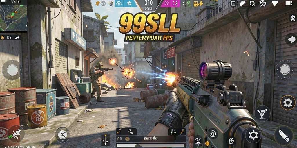 Tampilan screenshot gameplay FPS yang intens dan mendebarkan.