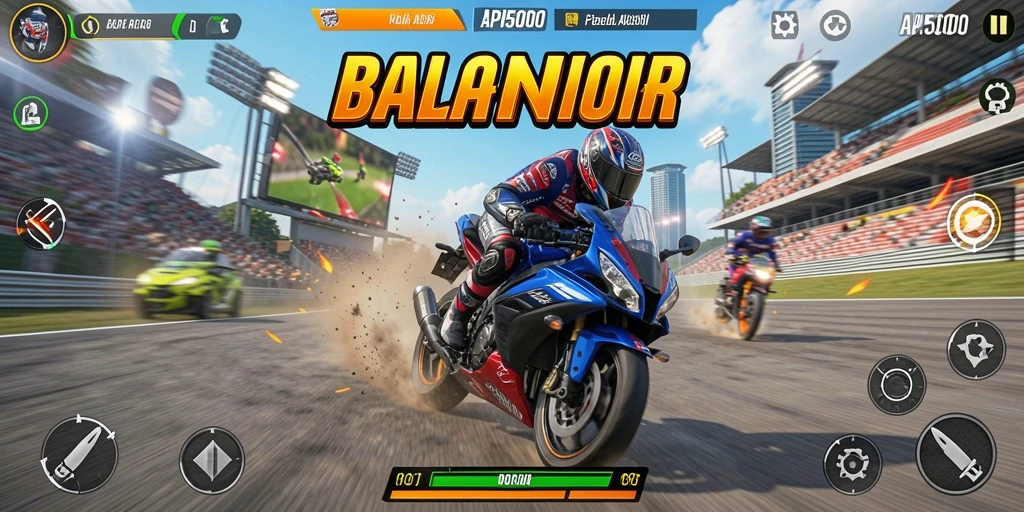 Tampilan menawan dari gameplay balapan motor yang seru.