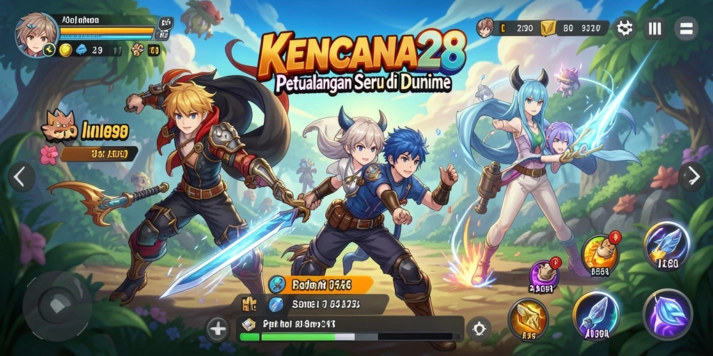 Tampilan gameplay menarik dari KENCANA28 dengan karakter anime.