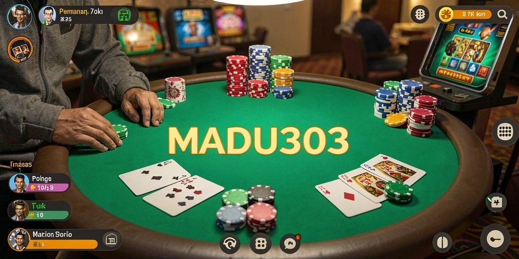 Gameplay menarik dan seru dalam MADU303 saat bermain Poker.