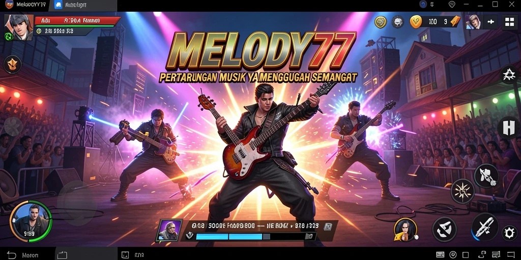 Tampilan seru gameplay pertarungan dalam MELODY77 yang mendebarkan.