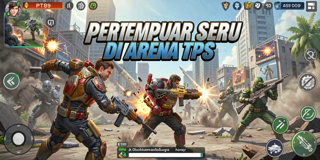 Tampilan gameplay seru di PT89 dengan karakter bertempur.