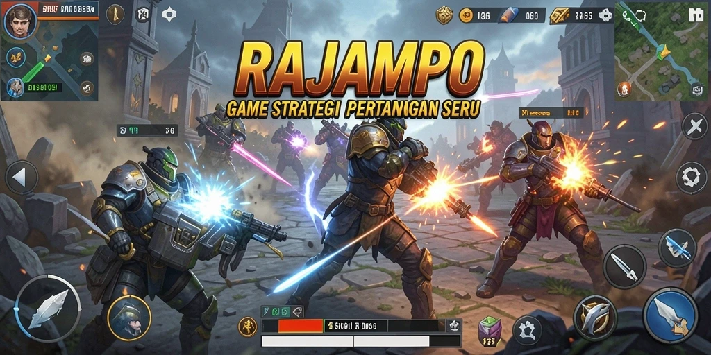 Tampilan gameplay seru di RAJAMPO dengan pertarungan mendebarkan.