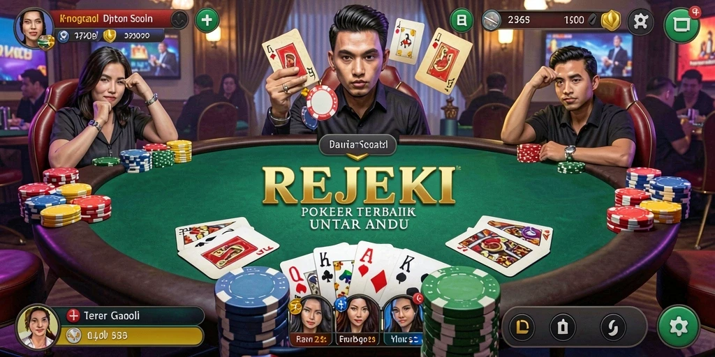 Tampilan screenshot permainan poker yang menarik di REJEKI.