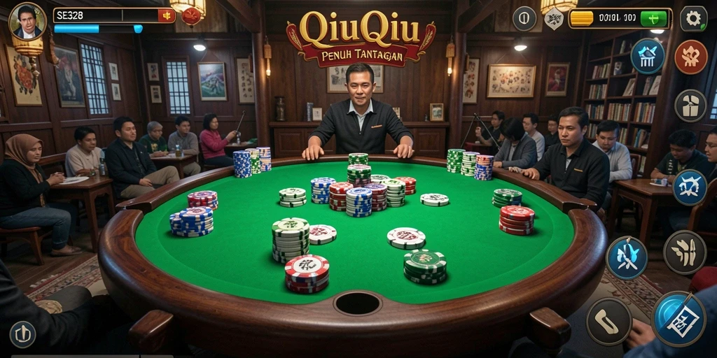 Screenshot SE328 menunjukkan gameplay seru dari permainan QiuQiu.