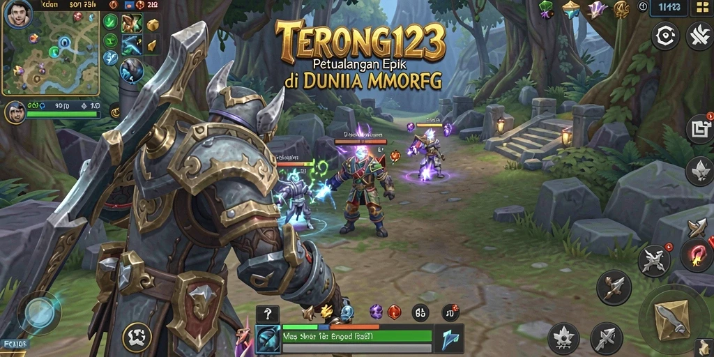 Tampilan gameplay epik dalam petualangan MMORPG yang mendebarkan.