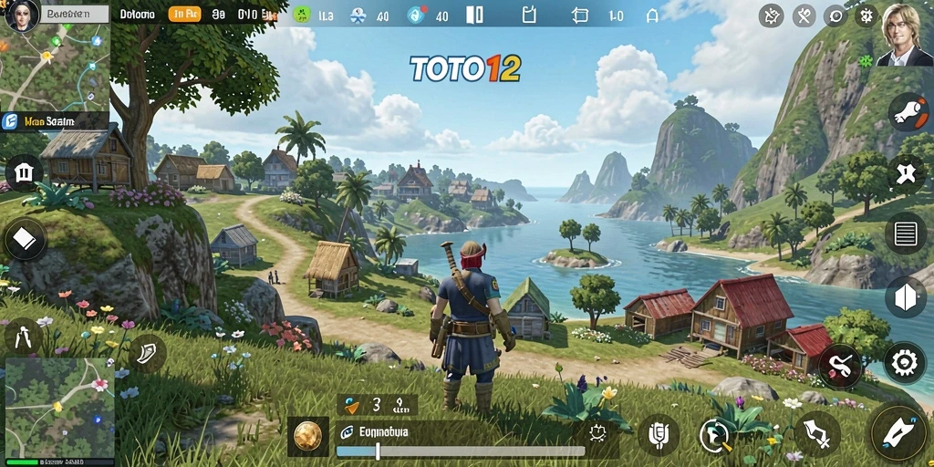 Screenshot gameplay TOTO12 menampilkan karakter yang menjelajahi dunia terbuka yang luas.